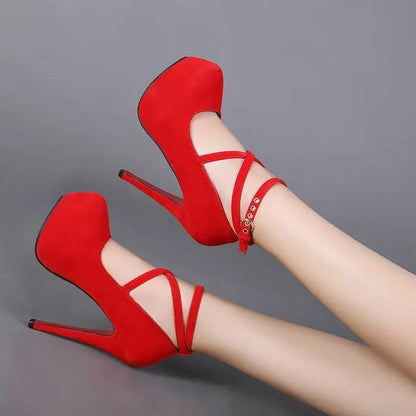 High-heeled Shoes Spring New Style Pointy Shoes Belt Buckle High-heeled Shoes Fashion Sandals Women's Size 35-42