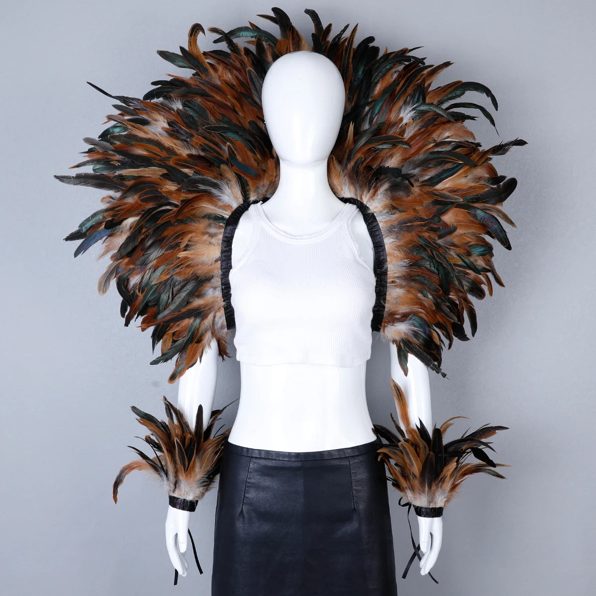 Elegant Women's 2-Piece Shawl Set Cosplay Feather Punk Style for Halloween Masquerade Ball Party Carnival New