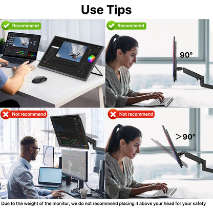 UPERFECT Portable Monitor 18.5" 1080P 100% sRGB 120Hz IPS HDR FreeSync HDMI USB-C Travel Screen for Laptop MacBook PC Surface PS5 Xbox Large External Display with Kickstand & Speakers VESA Compatible
