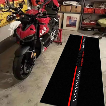 VIKAMA Red Stripe Racing Pit Mat Waterproof Anti Slip Wear Resistant Rug For Garage Motorcycle Maintenance Parking Carpet