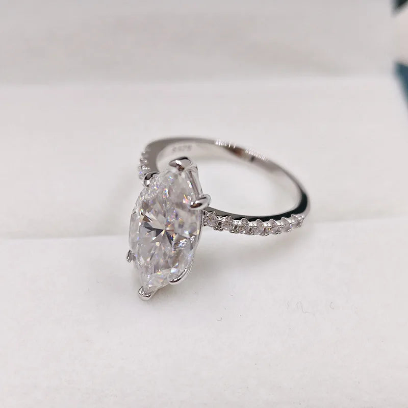 4CT Marquise Cut Moissanite Bridal Rings Set Lab Diamond Opening Engagement Ring Set for Women 925 Sterling Silver Eternity Band