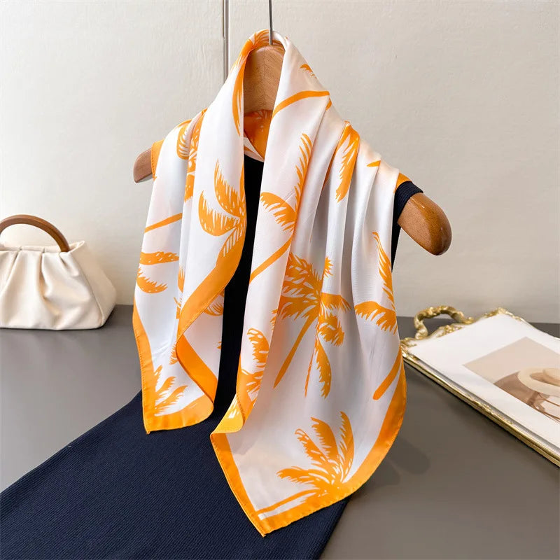 2025 New Paisley Print Silk Scarf for Women Square Hijab Soft Neck Tie Female Fashion Decoration Silk Headscarf 70*70cm Kerchief