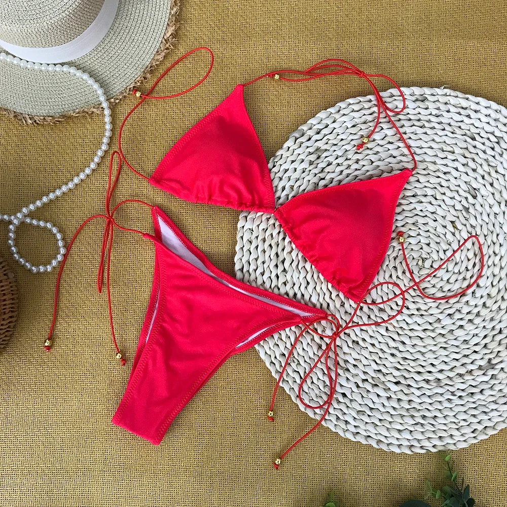 Bathing Suit Women Micro Bikini Sexy Swimsuit Female Swimwear Solid Mini Bikini Set Brazilian Biquini Swimming Suits Beachwear