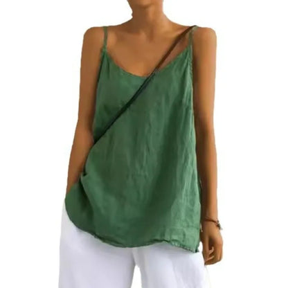 Women's Summer Thin Cotton Linen Style Camisole Fashion Sling Tops Harajuku T-shirt Women Clothing Casual Tank Top Streetwear