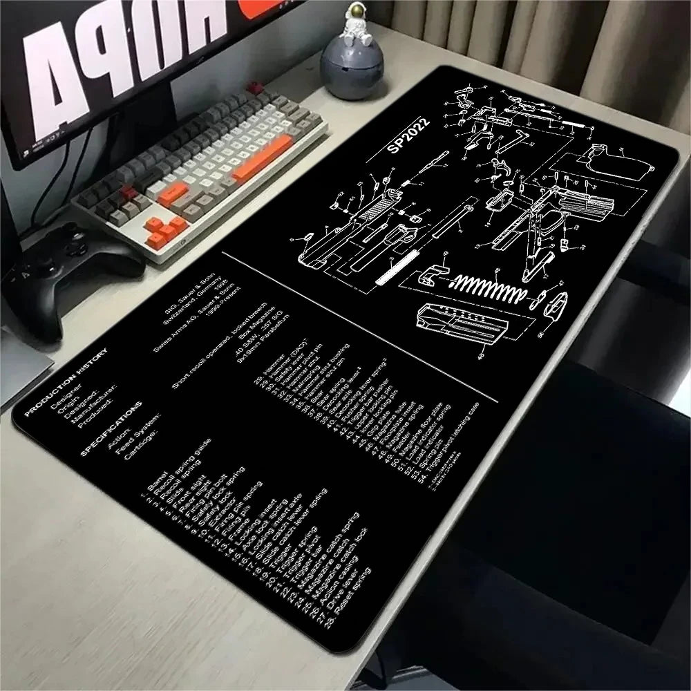 Large Gun Game Mouse Pad 90x40 Gaming Desk Mat Gun Part Mouse Mat Computer Rifle Gamer offices accessories teclado Mousepad