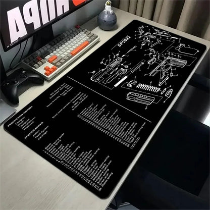 Large Gun Game Mouse Pad 90x40 Gaming Desk Mat Gun Part Mouse Mat Computer Rifle Gamer offices accessories teclado Mousepad