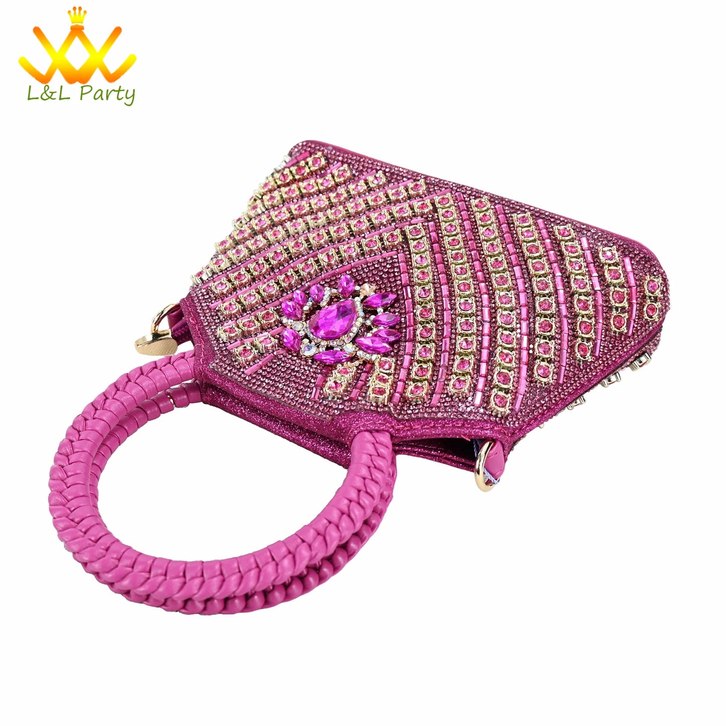 Orange Color New Arrivals Italian Design Nigerian Women Shoes and Bag Set Pointed Toe Slipper with Shinning Crystal for Party