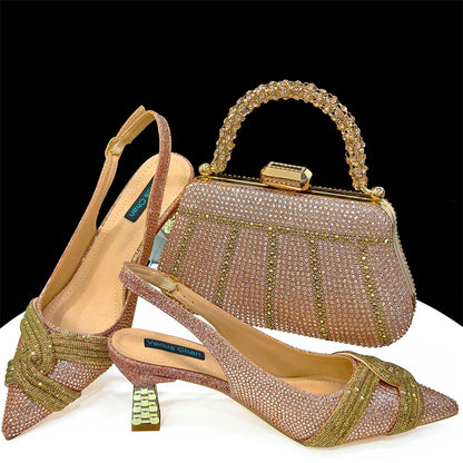Doershow Lastest Italian Design Fashion Style Ladies Shoes with Matching Bag Set 2024 Nigerian Shoes and Bag Set HAS1-5