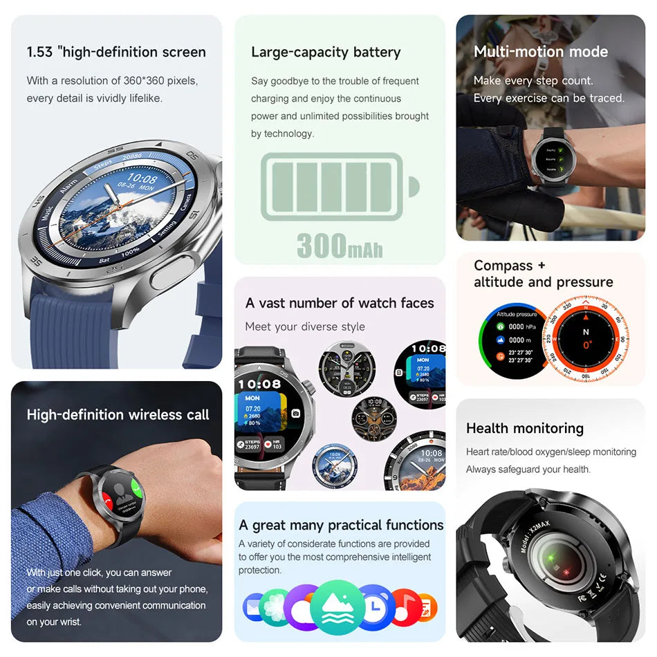 2025 New For OPPO Watch X2 GPS Smart Watch Men High-end Business Men Bluetooth Call IP68 Waterproof Fitness Tracker Smartwatches
