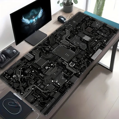 Black Circuit Board Pattern Mouse Pad Large Computer Office Table Mats Rubber Anti-slip Gaming Keyboard Mousepads Long Desk Pads