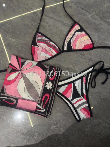 Classic Design Women's Headband Swimsuits with Letter Signature Logo Designer Brand Lady Sexy Scarf Swimsuits Beachwear