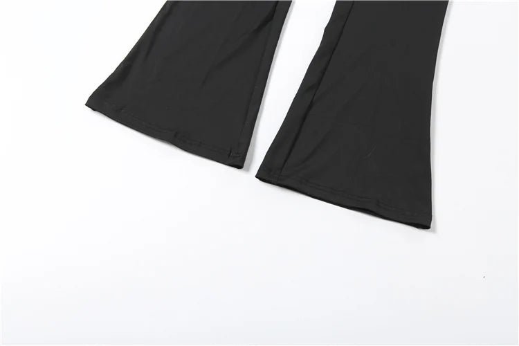 Weird Puss Basic Flared Jumpsuit Women Zip Letter Embroidery Full Sleeve Coquette Stretch Skinny Midnight Party Workout Overalls