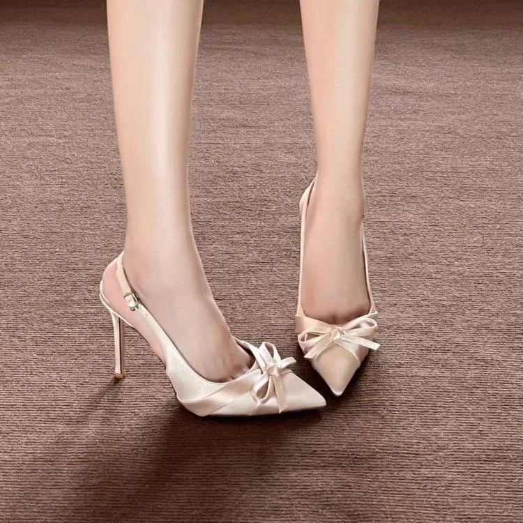 Luxury High Heels Sandals Bow Pointed Toe Women's Shoes Sexy Pumps Slippers Elegant Party Fashion Slides Stilettos Mujer Zapatos