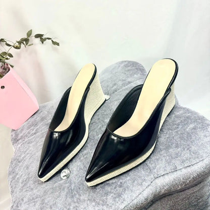 Fashion High Heels for Woman Gold Black Silver Elegant Women Shoes Luxury Handmade Weaving Lightweight Female Mules Slippers
