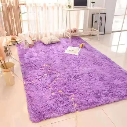VIKAMA Soft Fluffy Plush Tie-Dye Carpet Gradient Long Fine Hairs Fabric Bedside Mat Rug For Girl's Bedroom Home Decor Girl‘s Gif