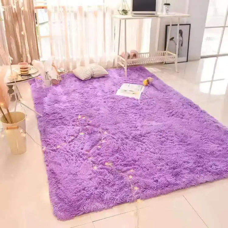 VIKAMA Soft Fluffy Plush Tie-Dye Carpet Gradient Long Fine Hairs Fabric Bedside Mat Rug For Girl's Bedroom Home Decor Girl‘s Gif