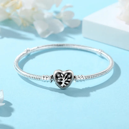 925 Sterling Silver Bracelets Bangles Original Love Heart Clasp Charms Beads Snake Chain Luxury DIY Jewelry For Women Gift