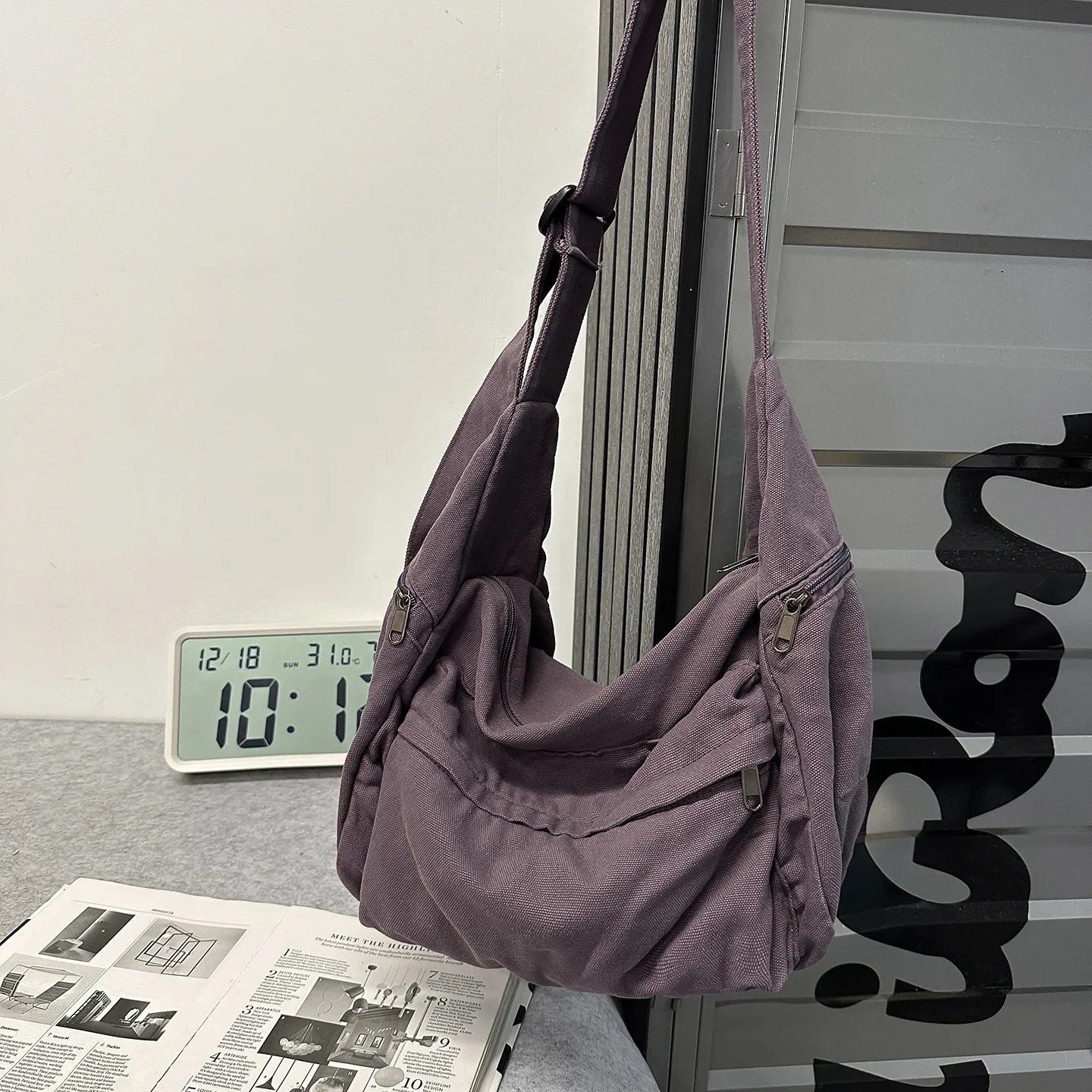 100% Cotton Shoulder Bags Women Large Capacity Canvas Tooling Packages Korea Style Cloth Crossbody Bags Solid Messenger Bags