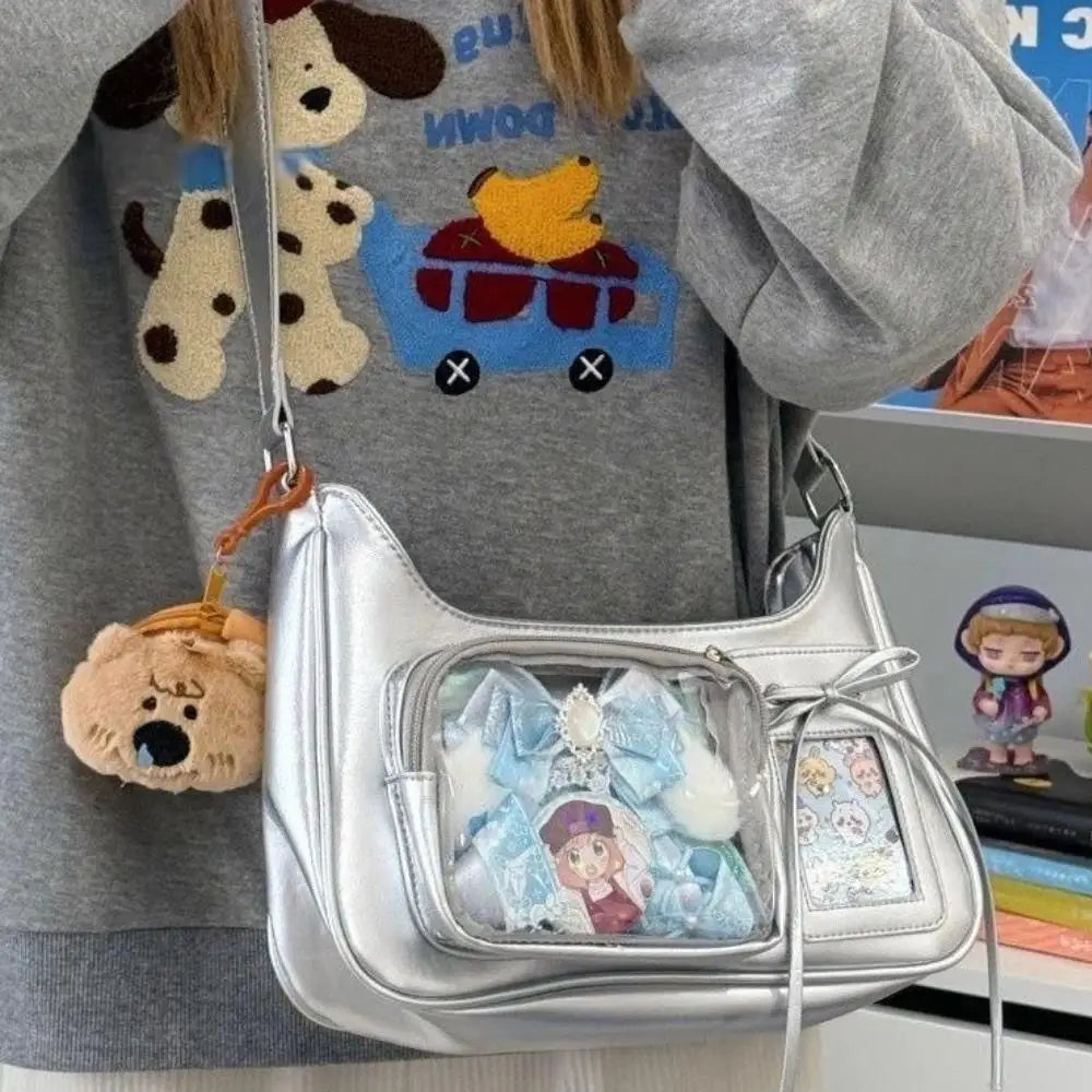 HOT Womens Transparent Ita Bags Girl Transparent Messenger Bag Women's Designer Handbags Ladys DIY Badge Tote Bag Lolita Handbag