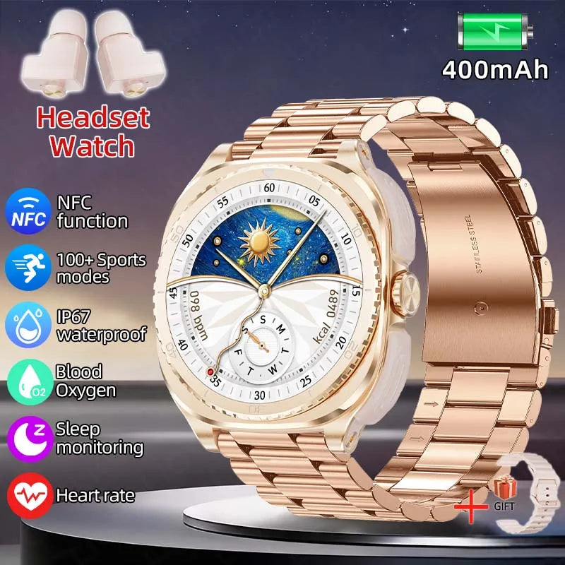 New 2026 TWS 2-in-1 Wireless Headset Smart Watch 7 Ultra AMOLED HD Screen Smartwatch with Earbuds Bluetooth Call Sports Watches