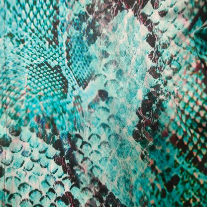 Turquoise Snake Print Long Sleeve One Piece Swimsuit Front Zipper Guard Sportswear High Cut Monokini For Women Summer Surfing
