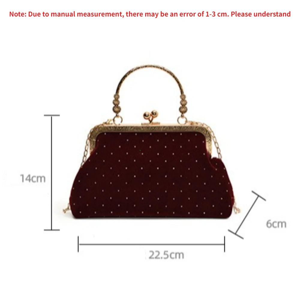 Luxury Design Women's Evening Clutch Purse Dinner Party Ladies Small Clip Shoulder Bag Handbags Retro Female Chain Crossbody Bag