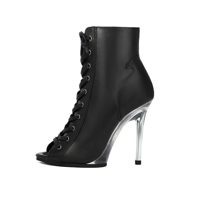 Women Sexy Platform Latin Dance Shoes Lace-up High Heels Dance Shoes Soft-soled Short Boots Jazz Dance Booties for Women 11.5cm