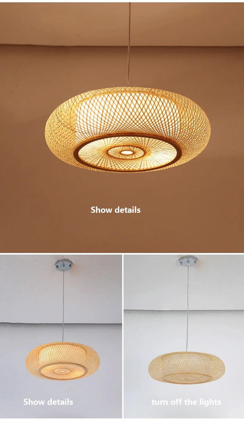 40/50/60/80cm Bamboo Pendant Lights Room Decor Chinese Style Hanging Light Bedroom Kitchen Restaurant Chandeliers Suspen Lamps