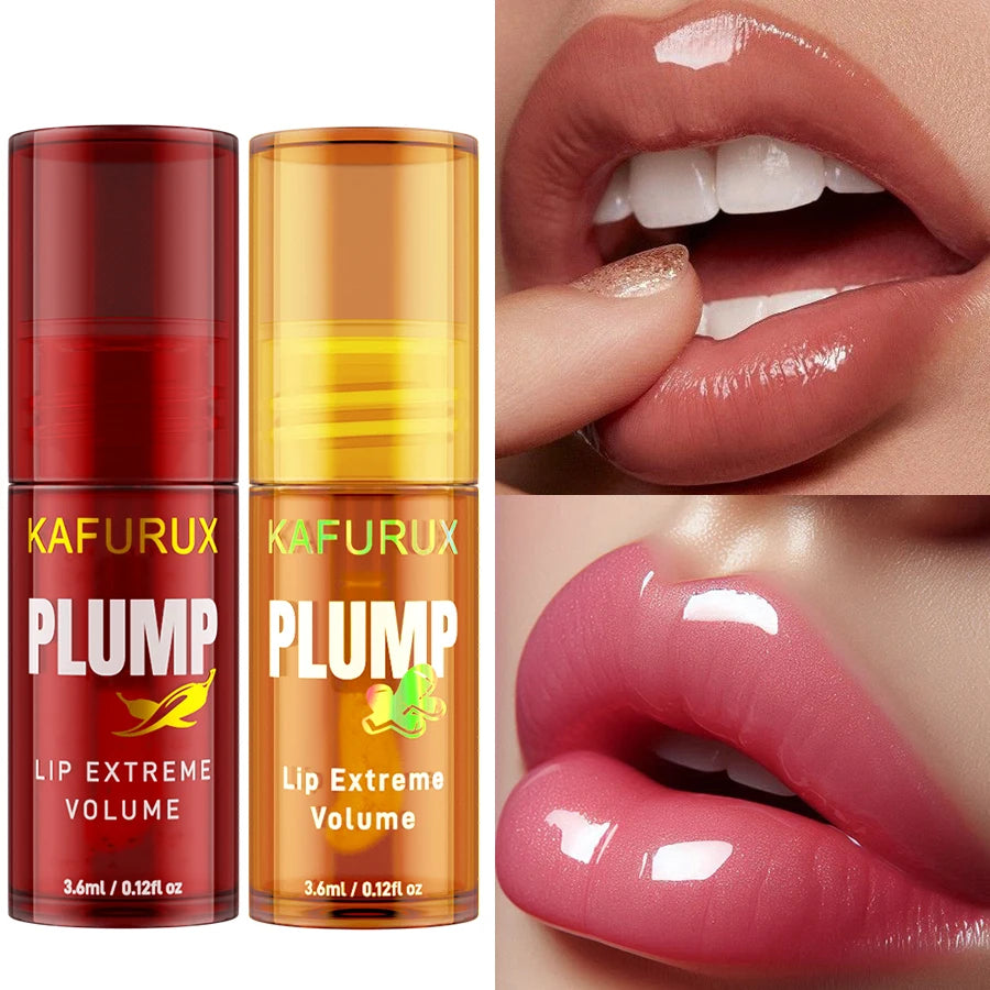 2PC Lip Plump Long Lasting Lip Oil Moisturizing Lip Gloss Serum Instant Volumising Essence Oil Repair Lip Fine Lines Increase El
