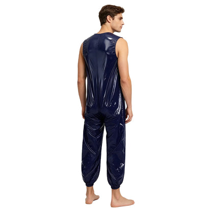 Adult Waterproof Adaptive Jumpsuit Leak-proof Diaper Cover Sleeveless Leg Opening Rompers for Elderly Bedridden Special Needs