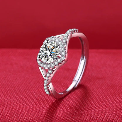 925 Sterling Silver Ring Heart AAA Zircon Open adjustable Engagement For Women Wedding Fashion Jewelry Party Gifts