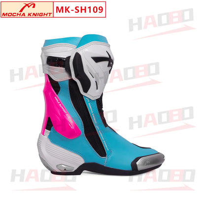 BENKIA SH109 Mocha Motorcycle Boots CE Certification Professional Track Riding Botas Men Women Anti Slip Waterproof Boots