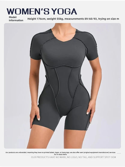 Women's Sports Jumpsuit Kit Yoga Fitness Bodysuit Hip-lifting Open Back Tight High Elasticity Outdoors Gym Workout Sexy Clothes