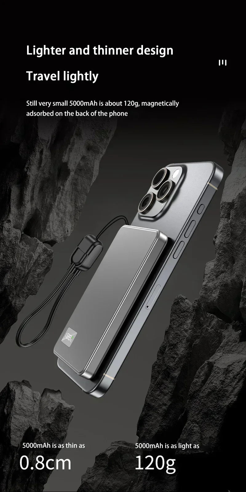 Lenovo Wireless Magnetic 500000mAh Power Bank Fast Charging Portable PD22.5W External Battery for Magsafe for iPhone17 Samsung
