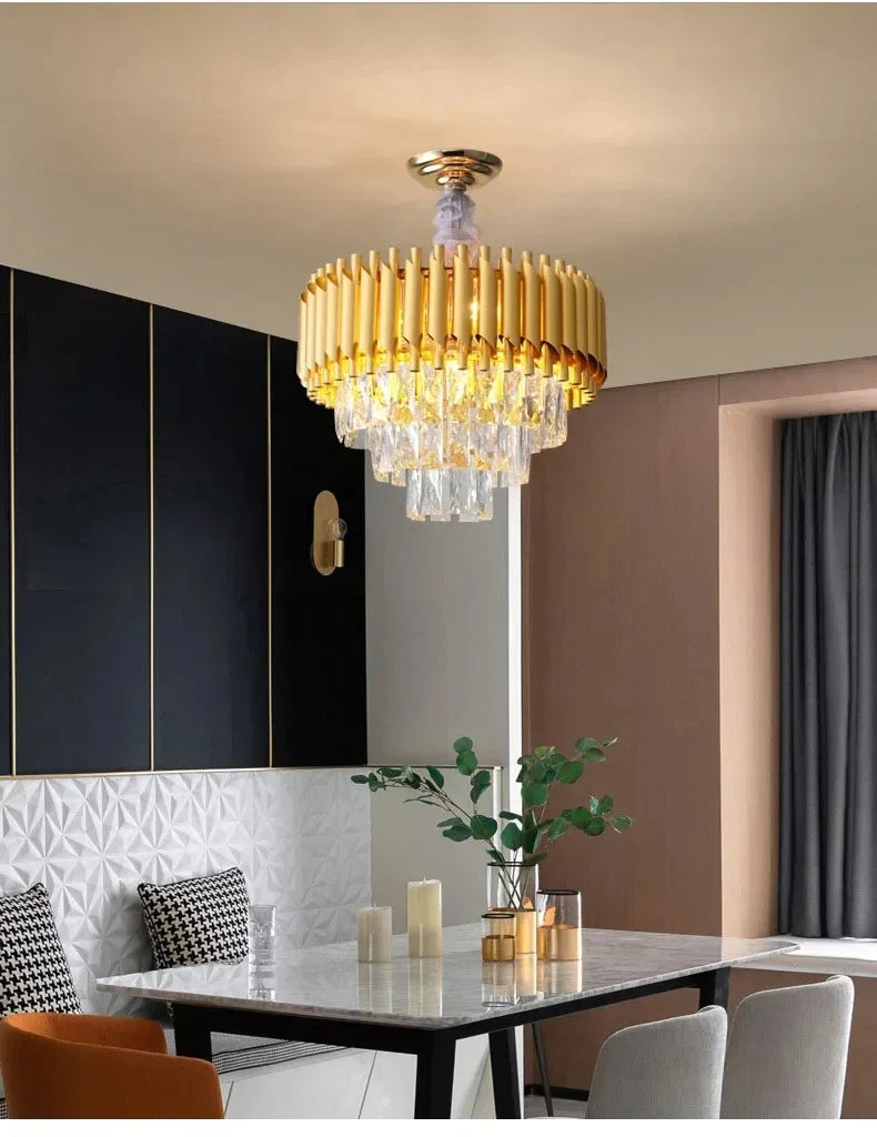 Luxury Crystal Pendant Lamp Lustre Home Decor Ceiling Chandelier Modern Dining Room Kitchen Bedroom Living Room Hanging Lights