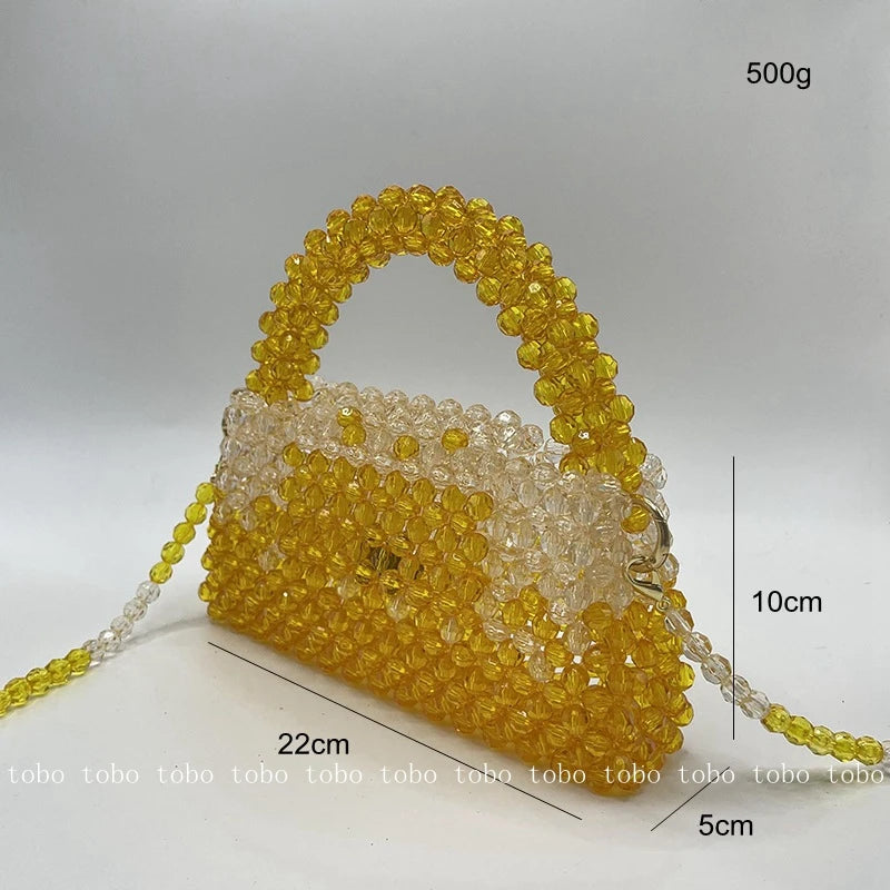 Gradient Blue Beaded Own Design Tote Bags for Women Customized Color Fashion Handbags for 2022 Chain Handle Clutch Evening Bag