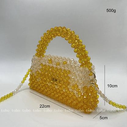 Gradient Blue Beaded Own Design Tote Bags for Women Customized Color Fashion Handbags for 2022 Chain Handle Clutch Evening Bag