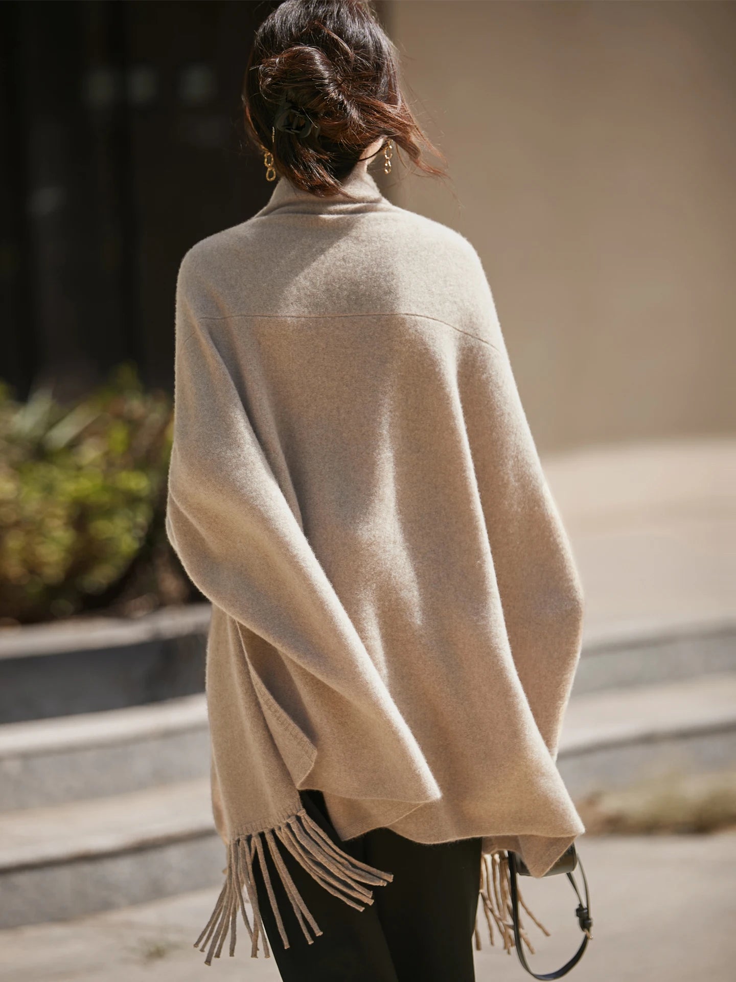 Light Luxury Autumn Winter Woman Shawl Elegant Female 100% Merino Wool Knitwear New Fashion Ladies Tassel Scarf Solid Jersey