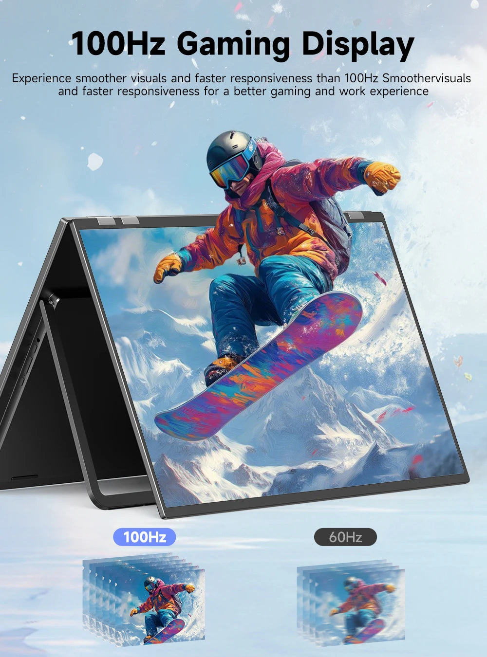 UPERFECT Delta Mega 23.8 Inch 100Hz Dual Screen Stacked Computer Display 1080P 360° Folding Triple Extender Monitor with Speaker