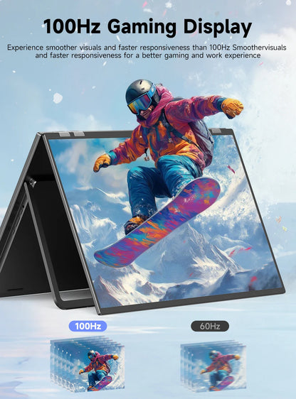 UPERFECT Delta Mega 23.8 Inch 100Hz Dual Screen Stacked Computer Display 1080P 360° Folding Triple Extender Monitor with Speaker
