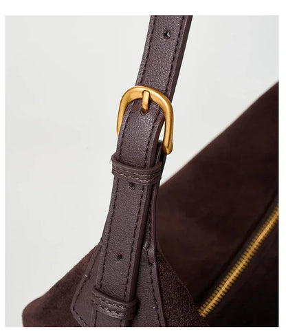 Winter Women's Natural Suede Leather Crossbody Bag Female Casual Versatile Shoulder Handbag Ladies Classic Cowhide Underarm Bags