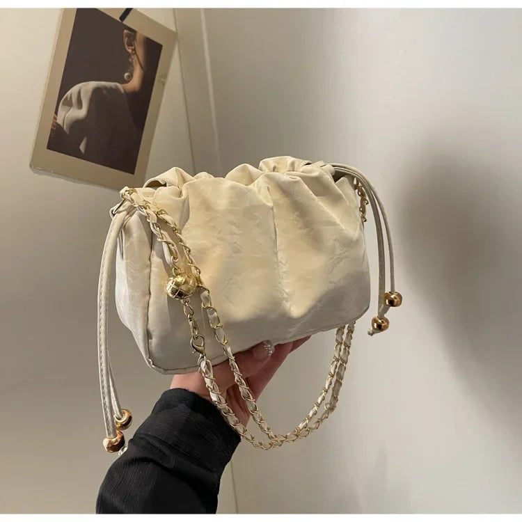 Chain Bag Ladies PU Leather Shoulder Bags Purse for Women Fashion Crossbody Bags Underarm Bag Small Square Satchel Handbag Bolas