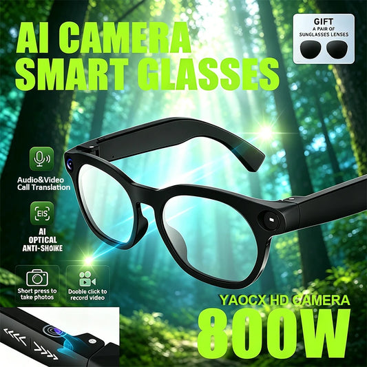 2026 Smart Glasses 800W HD Camera 1080P Audio&Video Translation Intelligent AI Large Model music playback 290mAh Smart Glasses