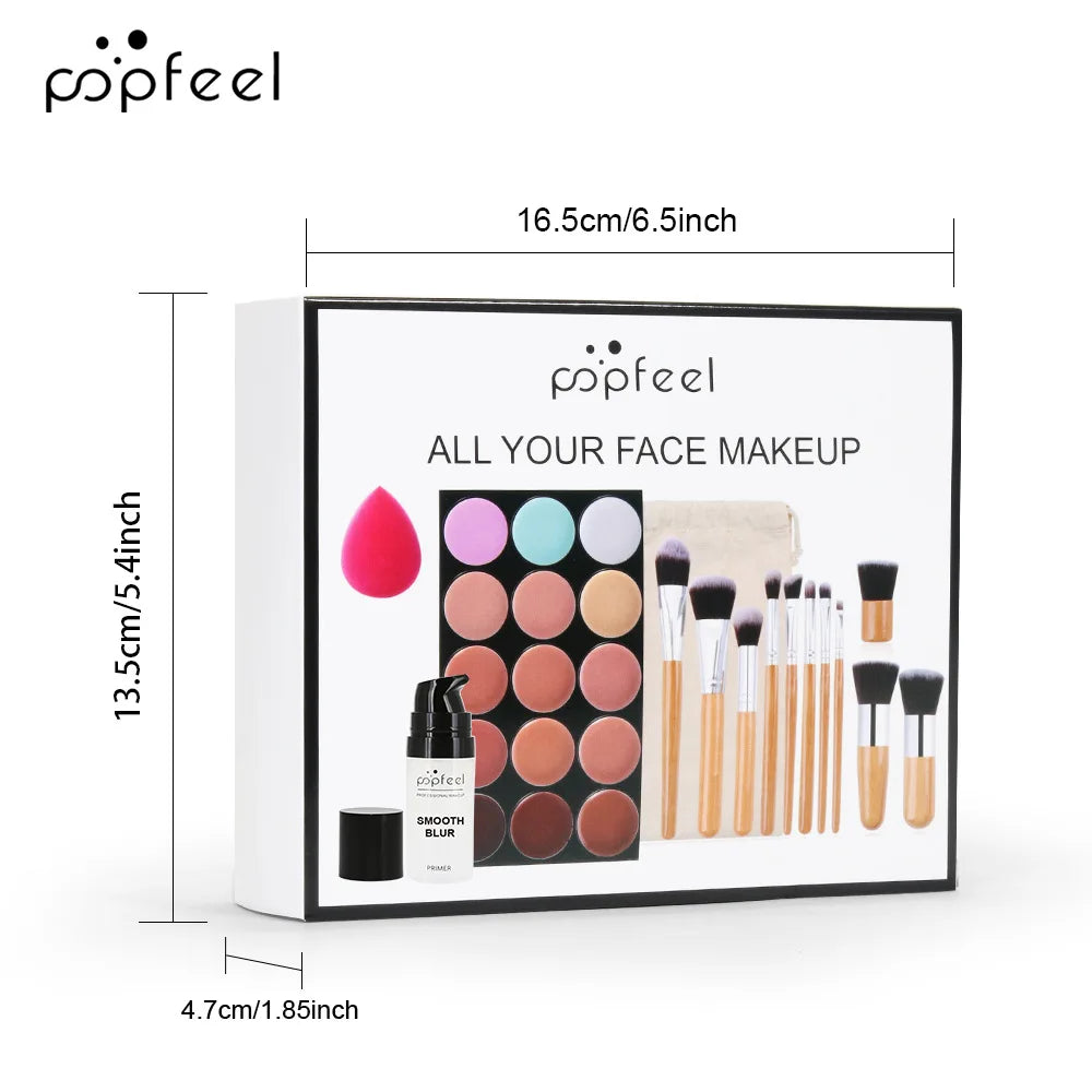 Essential Eye Makeup Set for Beginners Matte&Shimmer Eyeshadow Palette, Mascara, Eyebrow Pencil, Lip Eyeliner,Brush Tool Set Box