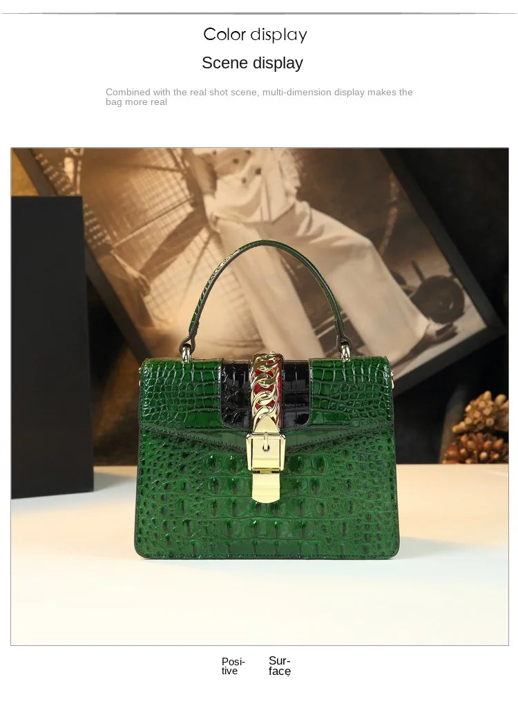 Luxury Fashion Brand Women's Handbags Genuine Leather Shoulder Crossbody Bag Crocodile Small Hard Square Portable Messenger Bags