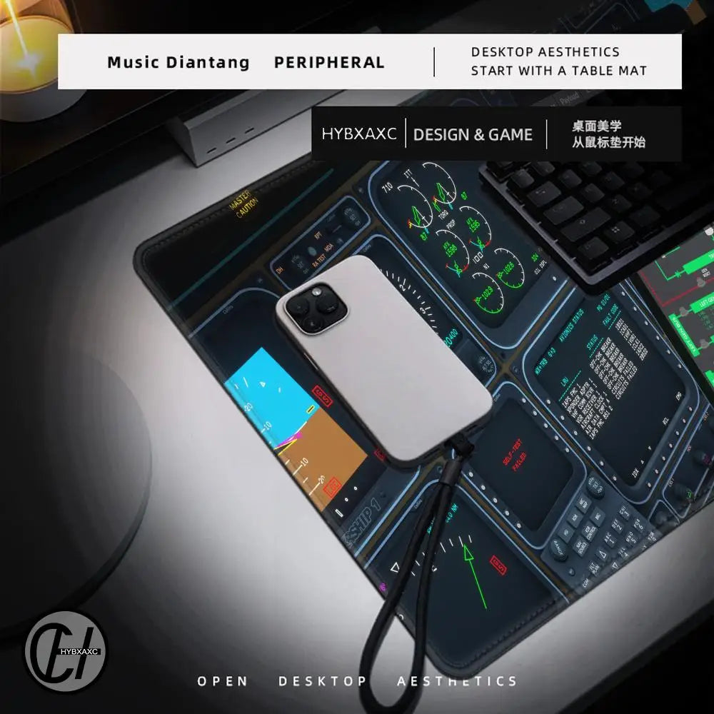 Plane Instrument Panel Mousepad HD Airplane Speedometer Mouse Pads XXL Non-slip Rubber Desk Mat Pc Gamer Deskmat Cockpit Playmat