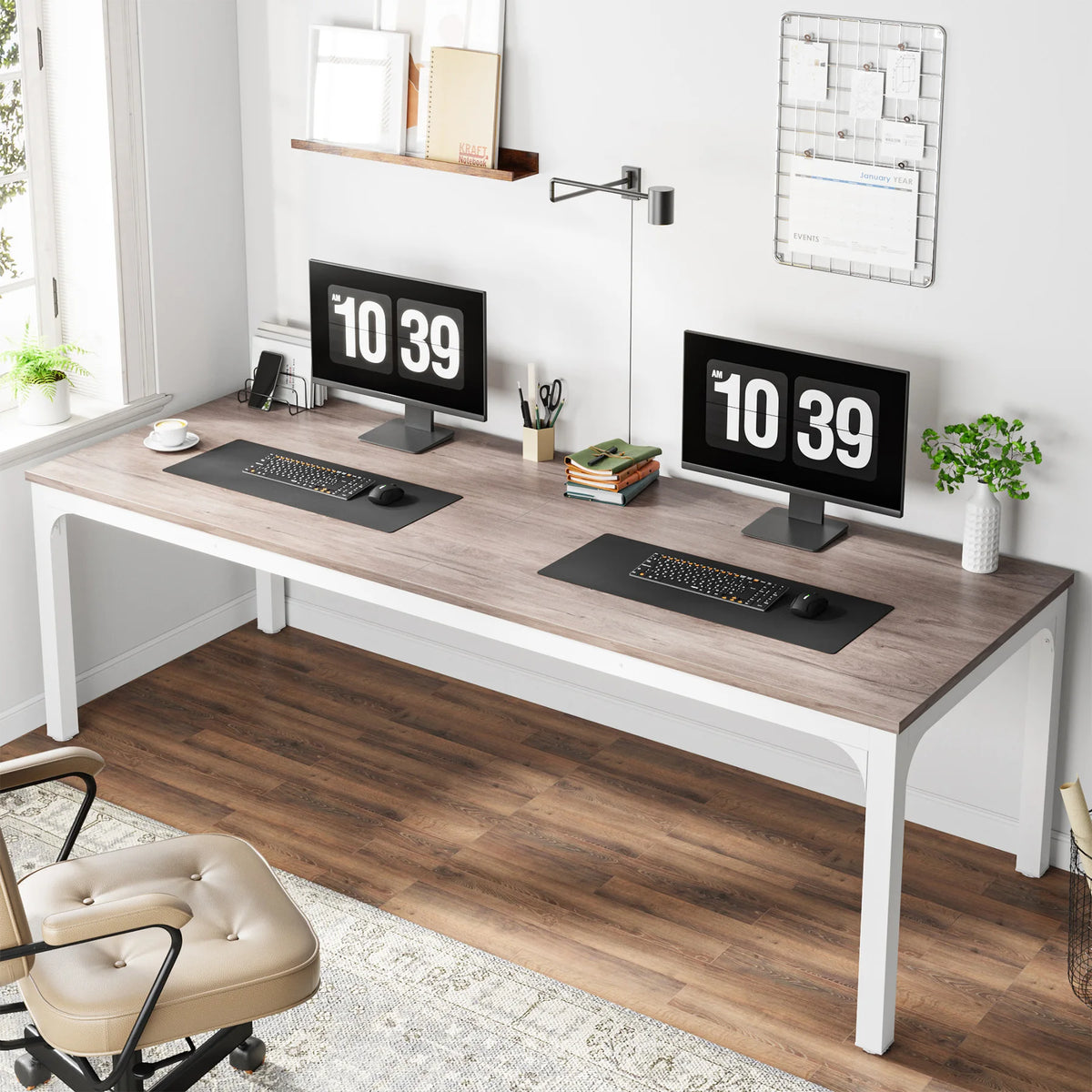 Tribesigns 78.7 Inches Extra Long Computer Desk 2 Person Desk, Double Long Desk, Workstaion for Home Office