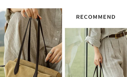 New Women's Natural Suede Leather long handle Shoulder Bag Luxury Designe Genuine Suede Leather Handbags Shopping Underarm Bag