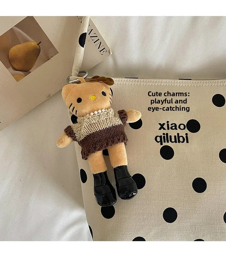 Korean Style Niche Linen Dot Shoulder Bag Women New Fashion Large Capacity Bucket Bag Casual Versatile Commuting Underarm Bag