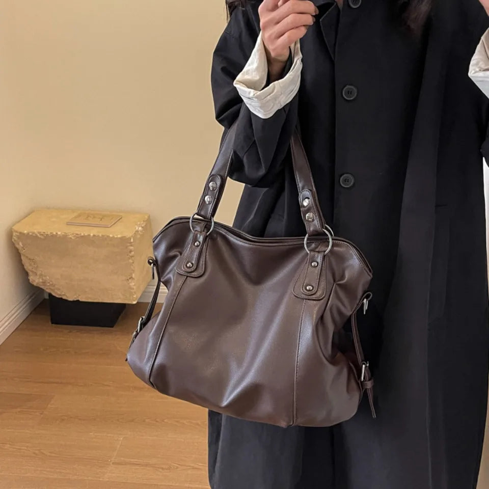 Women's Large Capacity Shoulder Casual Tote Bag Laptop Roomy Handbag Soft Leather Crossbody Business Black Big Bag A4 Sac A Main